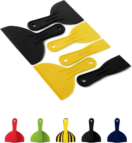Vista 12 de Bates - Juego de 6 cuchillos de masilla de plástico, raspador de pintura, herramienta de spackle y esparcidor para reparación de raspado de Rojo