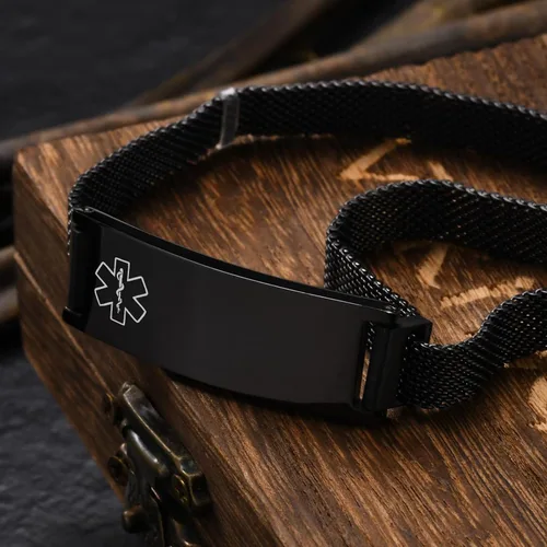 Vista 61 de VNOX Pulsera de identificación de alerta médica para hombres y mujeres, pulseras de alerta médica con grabado personalizado para mujeres y hombres