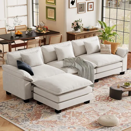 Vista 123 de CDCASA Silla de acento de gran tamaño de 50'' con otomana Asiento extra ancho y profundo estilo sofá nube para sala de estar, dormitorio, rincón