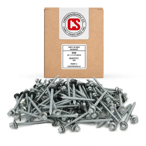 Vista 8 de Chenango Supply Tornillos de techo de metal con cabeza hexagonal #9 x 1