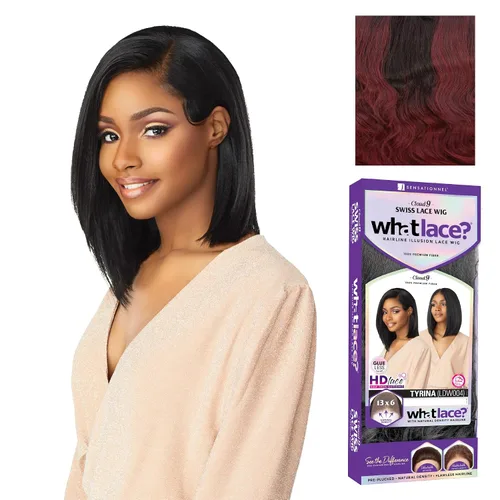 Vista 10 de Sensationnel What Lace Cloud9 Tyrina - Peluca de cabello sintético Encaje frontal, atado a mano, sintético, densidad natural, línea de cabello