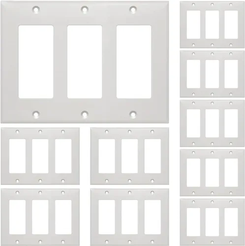 Vista 5 de Cmple - Decorator Wall Plate Insert 1-Gang Decorative Single Gang Faceplate Standard Jack Wall Plate Keystone - 3-Port (Pack of 2)