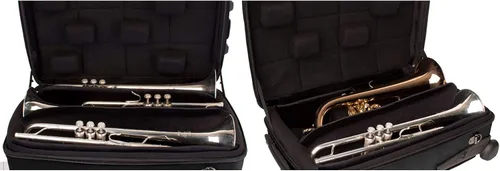 Vista 3 de Protec Micro ZIP - Estuche triple para trompeta con ruedas, color negro, modelo BLT301T