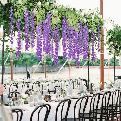Vista 5 de AITISOR Paquete de 24 guirnaldas artificiales de vid de glicina falsa (3.75 pies), guirnalda colgante de flores de seda para decoración del hogar