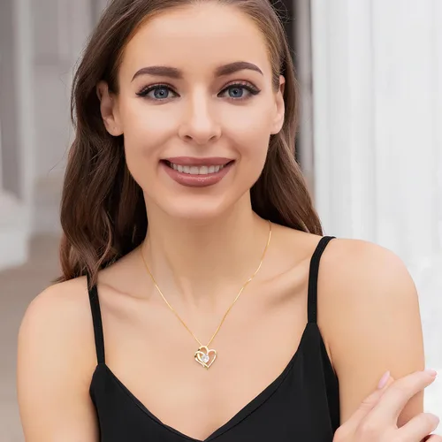 Vista 2 de Double Heart Birthstone Necklace for Women - 925 Sterling Silver Adjustable Chain, 12-Month Cubic Zirconia Pendant, Gift for WifeGirlfriendMom