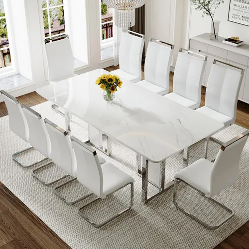 Vista 19 de Juego de mesa de comedor Marle blanca de 63 pulgadas para 4