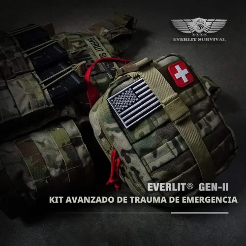 Vista 3 de EVERLIT Kit avanzado de trauma, torniquete CAT GEN-7, compatible con TCCC, bolsa táctica IFAK de combate militar con férula de 36 pulgadas de nylon