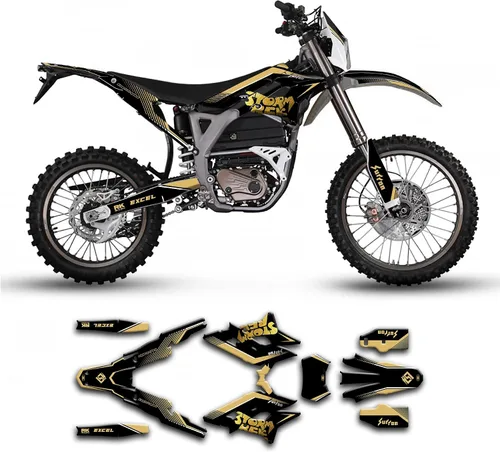Vista 26 de SRSB21N003-KOR - Kit de calcomanías personalizadas para Surron Sur-Ron Storm Bee, negro y amarillo