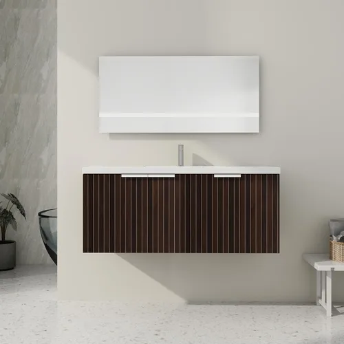Vista 11 de SSLine Juego de tocador de baño montado en la pared con lavabo moderno de 24 pulgadas con lavabo superior y armario de almacenamiento, armario