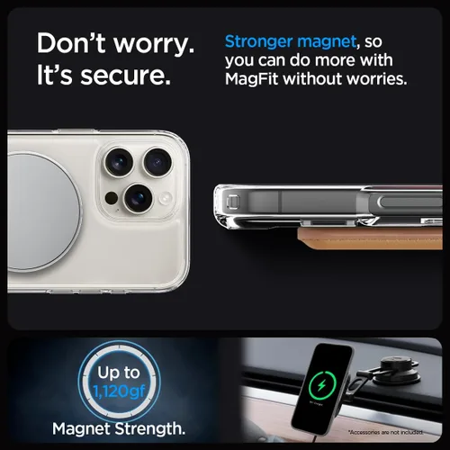 Vista 42 de Spigen Funda ultra híbrida S MagFit diseñada para iPhone 15 Pro Max (2023) [Kickstand] [Anti amarillamiento], compatible con MagSafe, transparente