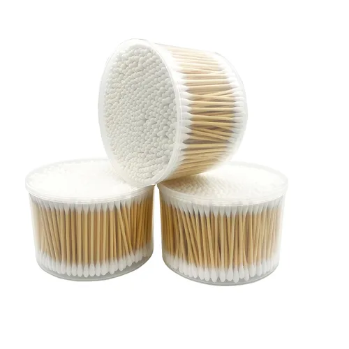 Vista 2 de 1500 piezas de algodón de bambú natural, hisopos de algodón biodegradables orgánicos