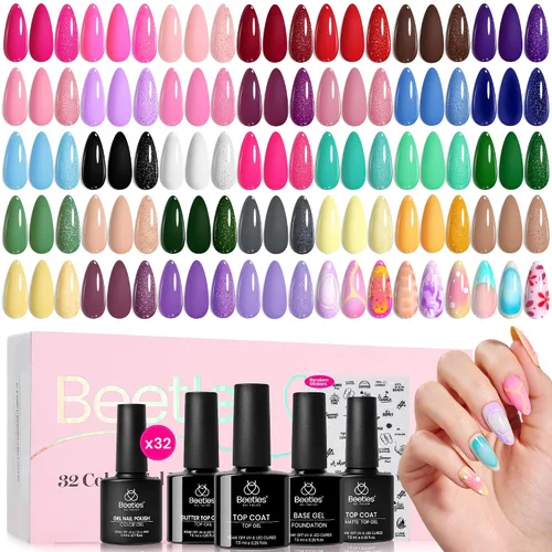 Vista 9 de Juego de esmalte de uñas de gel Beetles Cat Eye - 24 piezas, 20 colores de esmalte de uñas de gel con brillantina, cambia de color oscuro, kit