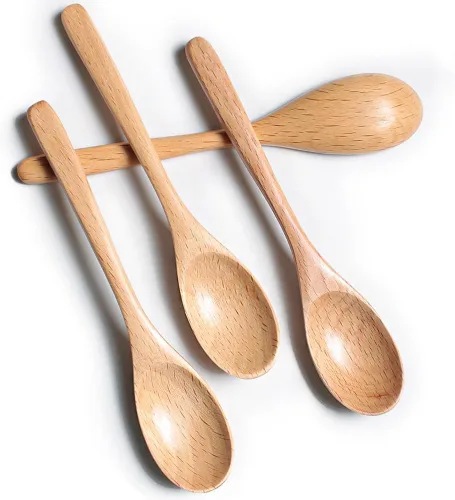Vista 11 de Cuchara de café de madera de 6 pulgadas, cuchara de madera de haya natural, cuchara de postre para té de tarde, cuchara de té, agitadores de madera