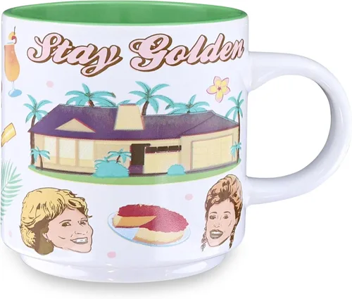 Vista 2 de The Golden Girls Icons - Taza de cerámica sin BPA para expreso, té, capacidad para 13 onzas