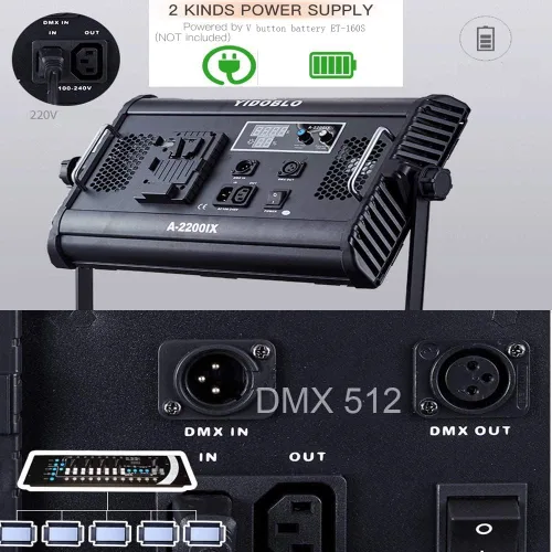 Vista 5 de 70W A-2200IX CRI 96+ LED Panel/Barndoor/LCD Display Video Iluminación (A-2200IX)