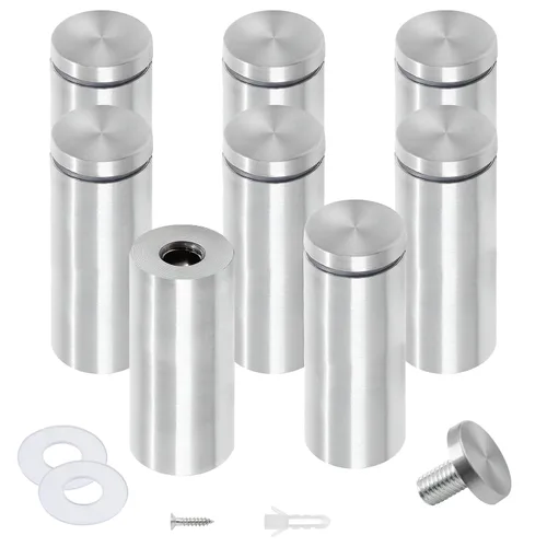 Vista 36 de Luomorgo 12 piezas tornillos separadores de acero inoxidable de 1" x 1", herrajes de montaje para letreros de pared, separadores de vidrio