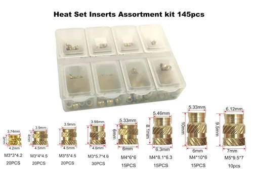 Vista 2 de M3 M4 M5 Insertos roscados para plástico 3D Impresión Calor Set Inserción Kit 145pcs