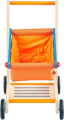 Vista 3 de Carrito de compras de madera para niños Hape galardonado Multi, L: 16.9, W: 11.8, H: 19.8 pulgadas, Multi, Carrito de compras de juguetes
