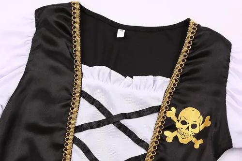 Vista 5 de Disfraz de pirata para niñas, juego de vestido de bucanero de lujo para fiesta de Halloween