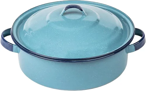 Vista 2 de Olla de Cazuela de 5 Quarts con Tapa, Acero de Esmalte Duradero, Olla de Cazuela Apta para Horno y Inducción - Olla Holandesa Hispana para Arroz