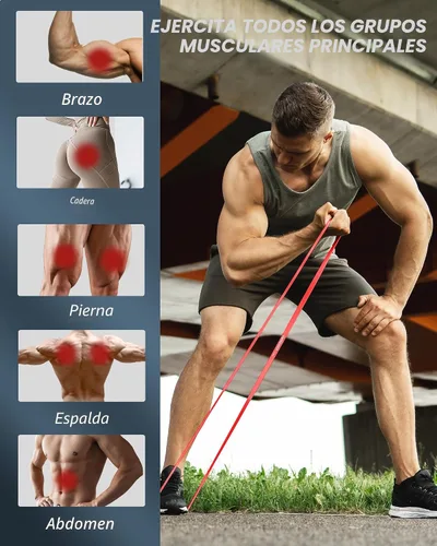 Vista 4 de Resistance Bands for Working Out,5-Level Elastic Exercise Bands Colorido