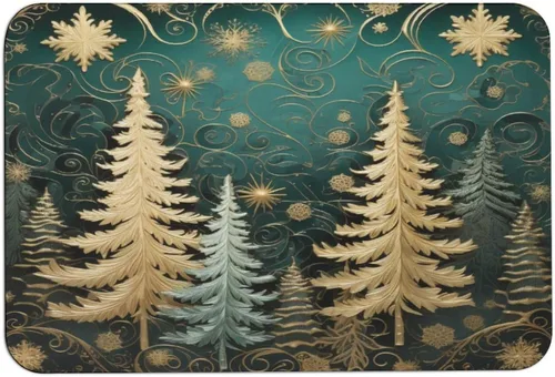 Vista 13 de Alfombra de baño de goma antideslizante de pino verde con copos de nieve, secado rápido, súper absorbente, ajuste fino debajo de la puerta, árboles