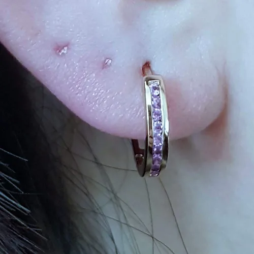 Vista 7 de Dazzlingrock Collection - Pendientes de aro pequeños de 14 quilates, oro rosa