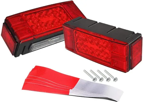 Vista 3 de Partsam Luz LED cuadrada impermeable de 12 V, luz LED rectangular de bajo perfil, combinación de luces traseras para remolque, kit de luces traseras