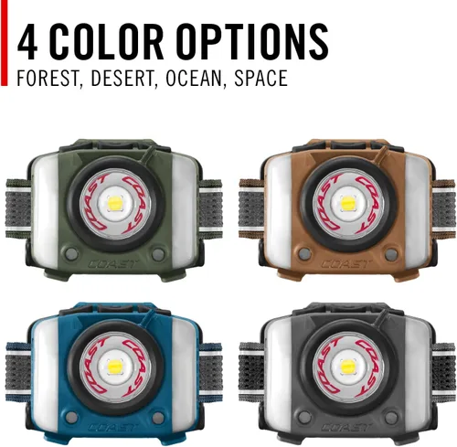 Vista 5 de Coast FL97R Linterna Frontal LED Recargable de 1200 Lúmenes Controlada por Voz con Pure Beam® Spot & Flood, Iluminación ARC, Modos de Color Rojo