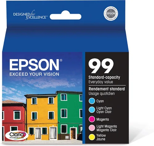 Vista 5 de Epson 98 negro y color C/M/Y/LC/LM - Cartuchos de tinta, T098120-BCS y T099 Claria tinta de alta definición Capacidad estándar Paquete combinado