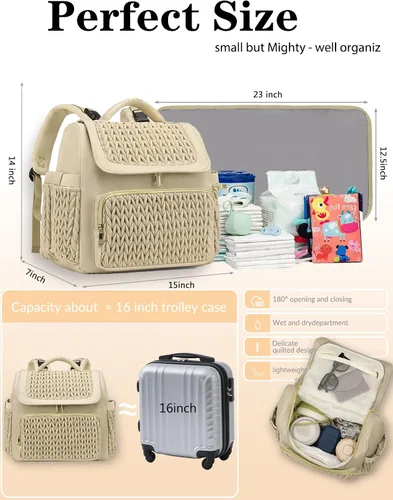 Vista 6 de Awanhe Mochila para pañales, bolsa de bebé con cambiador, bolsa de pañales impermeable de viaje, artículos esenciales para recién nacidos, regalos