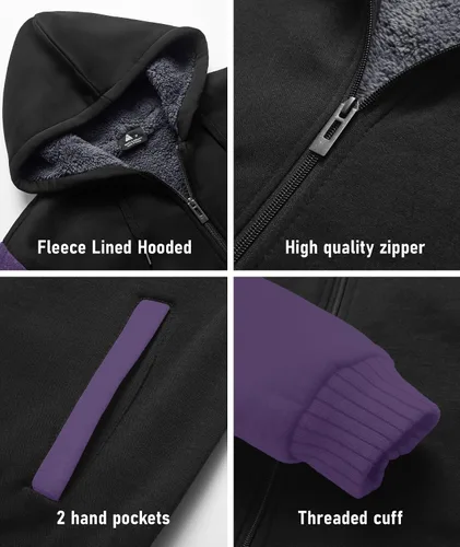 Vista 57 de SCODI Sudaderas con capucha para hombre, forro polar pesado, cremallera completa, forro de sherpa grueso, chaqueta con capucha