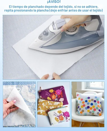 Vista 7 de PLANTIONAL Forro polar fusible planchado: 11.8 pulgadas x 10 yardas de peso medio loft unilateral para planchar en vellón fusible blanco