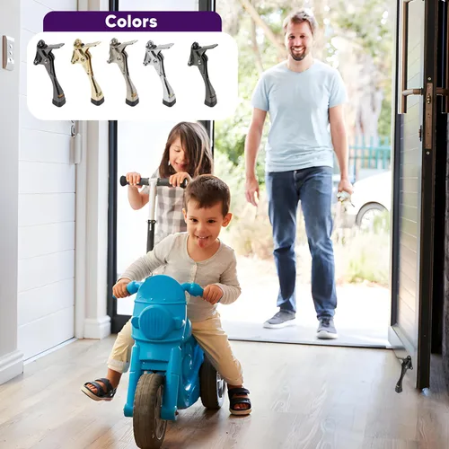 Vista 5 de HOME&I Tope de puerta de 4 pulgadas, tope de puerta de pedal manos libres con pie de goma ajustable, soporte de puerta resistente para el hogar