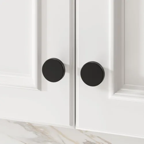 Vista 3 de homdiy Paquete de 5 pomos negros para gabinetes, manijas redondas para cajones de cocina, pomos de metal negro mate para armarios, cajones