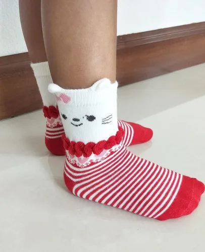 Vista 3 de RATIVE Non Skid Anti Slip Cotton Dress Crew Socks With Grips For Baby Infant Toddler Kids Girls