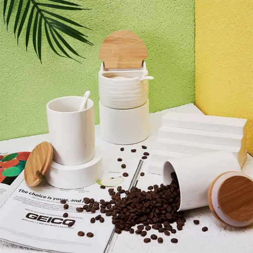 Vista 6 de June Sky - Recipiente hermético para condimentos de porcelana, recipiente sellado para especias con tapa, organización de almacenamiento