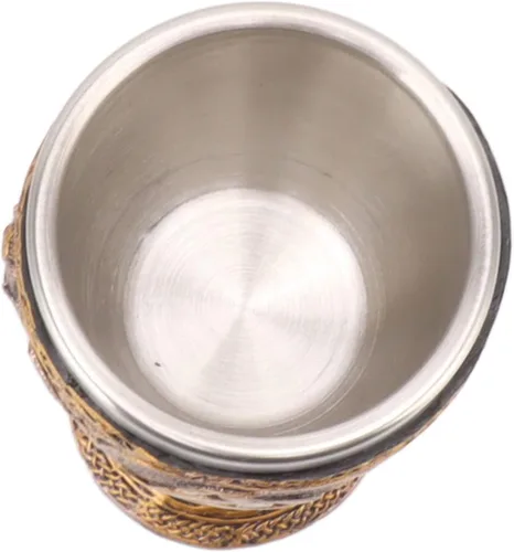 Vista 9 de Copa vikingo nórdico, copa de dragón, jarra pirata Odin con cuervo Tankard Dragon Scandinavian Mug Retro Resin Stainless Steel Beer Cup Regalo