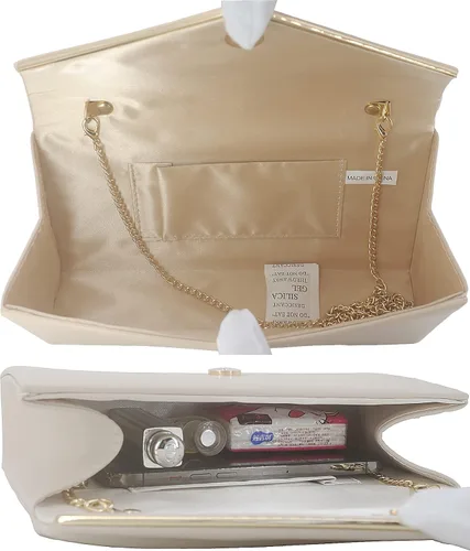 Vista 6 de Bolso de mano con sobre de cuero vegano clásico y elegante bolso de noche