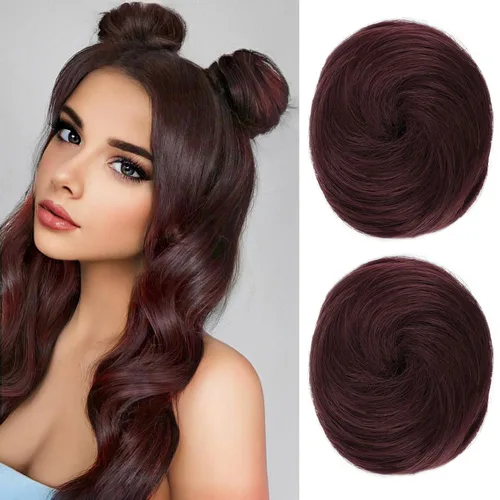 Vista 6 de REECHO Space Bun Hair Pieces, 2 piezas de mini clips de garra en moños desordenados y orejas de gato, extensiones de moño de cabello falso HB001