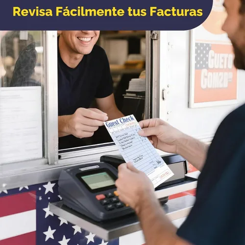 Vista 7 de FMP Brands Libros de cheques de invitados para servidores, papel de bloc de notas de servidor, total de 500 hojas (10 blocs), azul con recibo