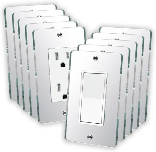 Vista 11 de 10 placas para interruptor de luz de espejo, salida de doble orificio de 4.72 x 2.91 pulgadas, cubierta de luz de interruptor, placas de pared