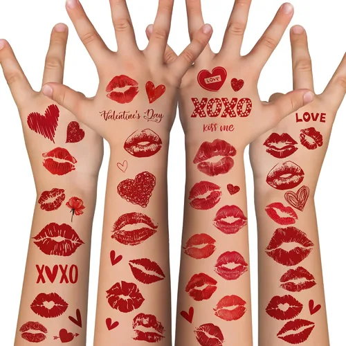 Vista 8 de Trajes para mujer del 4 de julio, paquete de 120 tatuajes patrióticos de bandera de Estados Unidos, color rojo, blanco y azul, suministros