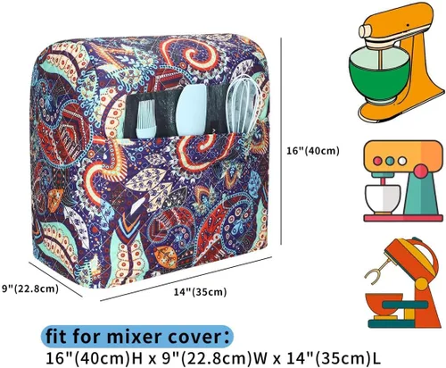 Vista 2 de Funda para batidora de cocina compatible con mezcladores Kitchenaid de 7 a 8 cuartos de galón, funda para batidora de pie con bolsillo, cubiertas