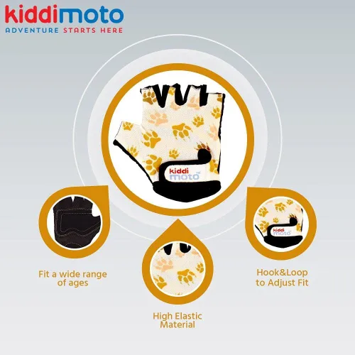 Vista 4 de Kiddimoto Kids Cycling Gloves Anti-Slip Kids Bike Gloves for Boys and Girls Fingerless Kids Mountain Bike Gloves for BMX, MTB Riding, Gymnastics