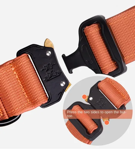 Vista 5 de Collar táctico para perro, ajustable, de neopreno suave, acolchado, de nailon con asa de control y hebilla de metal resistente para perros medianos