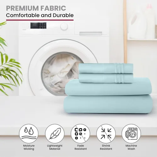 Vista 283 de LUX Décor - Juego de sábanas Twin de microfibra ultrasuave de 3 piezas con sábana encimera, sábana bajera de 16 pulgadas de profundidad y funda