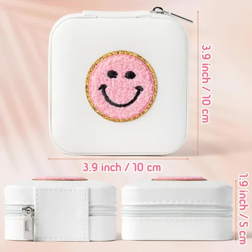 Vista 2 de Pequeño estuche de joyería de viaje preppy para mujer, mini organizador de joyas para viajes, caja de joyería de viaje preppy para anillos, aretes