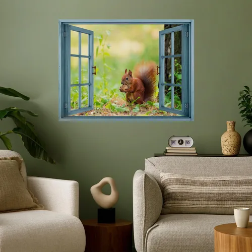 Vista 8 de wall26 Adhesivo decorativo para pared, diseño de oso y mariposa fuera de una ventana abierta, no se pega ni se pega, papel tapiz no tejido