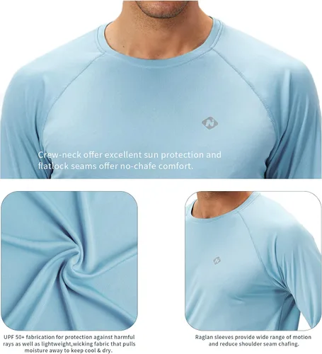 Vista 5 de NAVISKIN Camisas de protección contra erupciones para hombre, camisetas de natación FPU 50+ con protección solar ultravioleta, camisas de manga